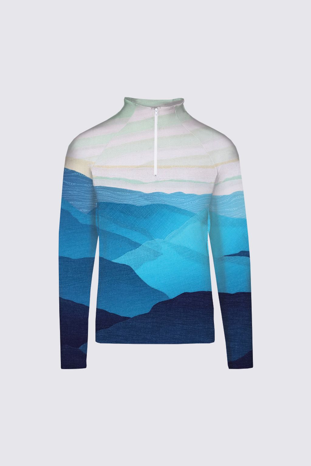 Picture of Green and Cream Sky Sydney half-zip Top