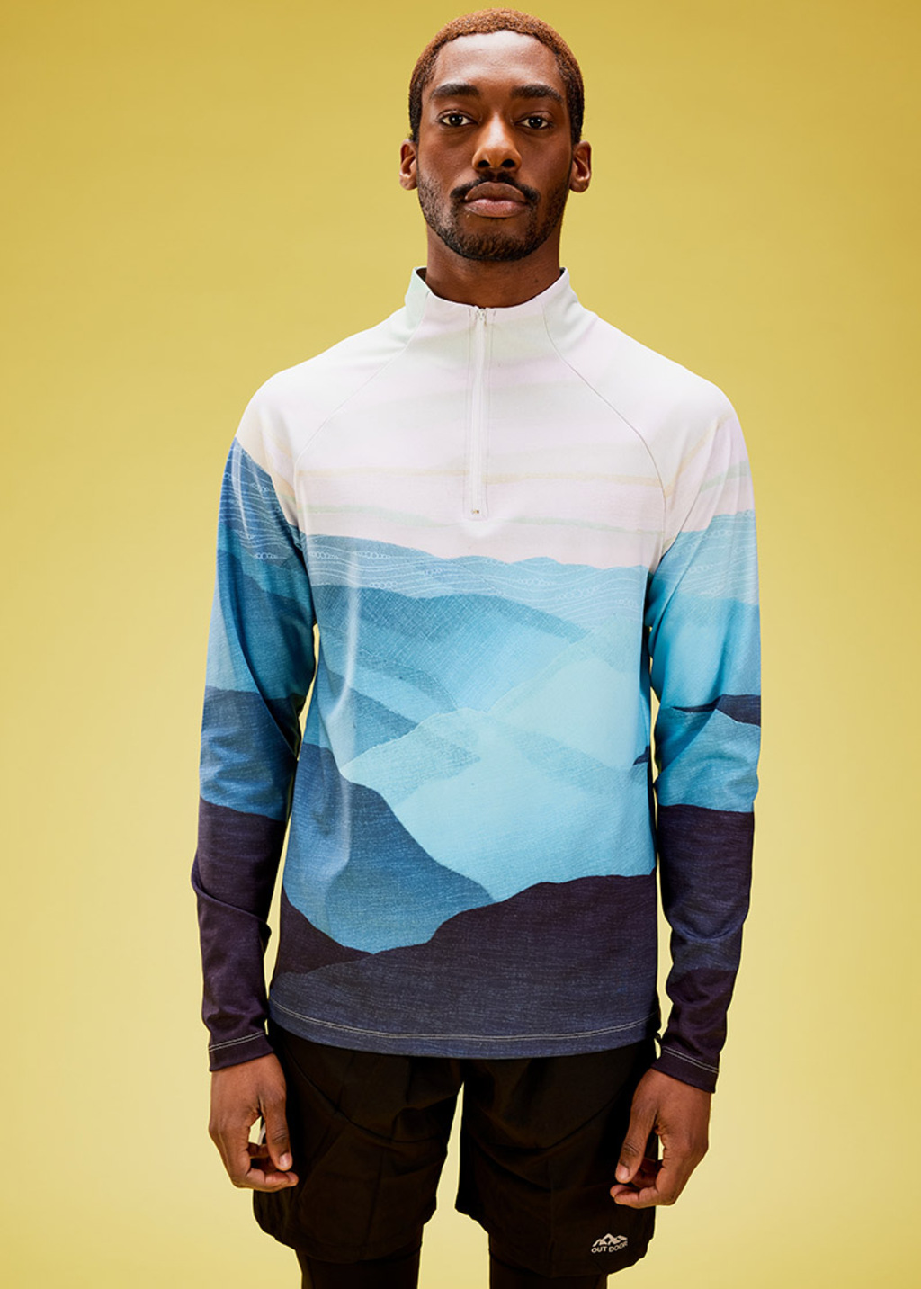 Picture of Green and Cream Sky Sydney half-zip Top