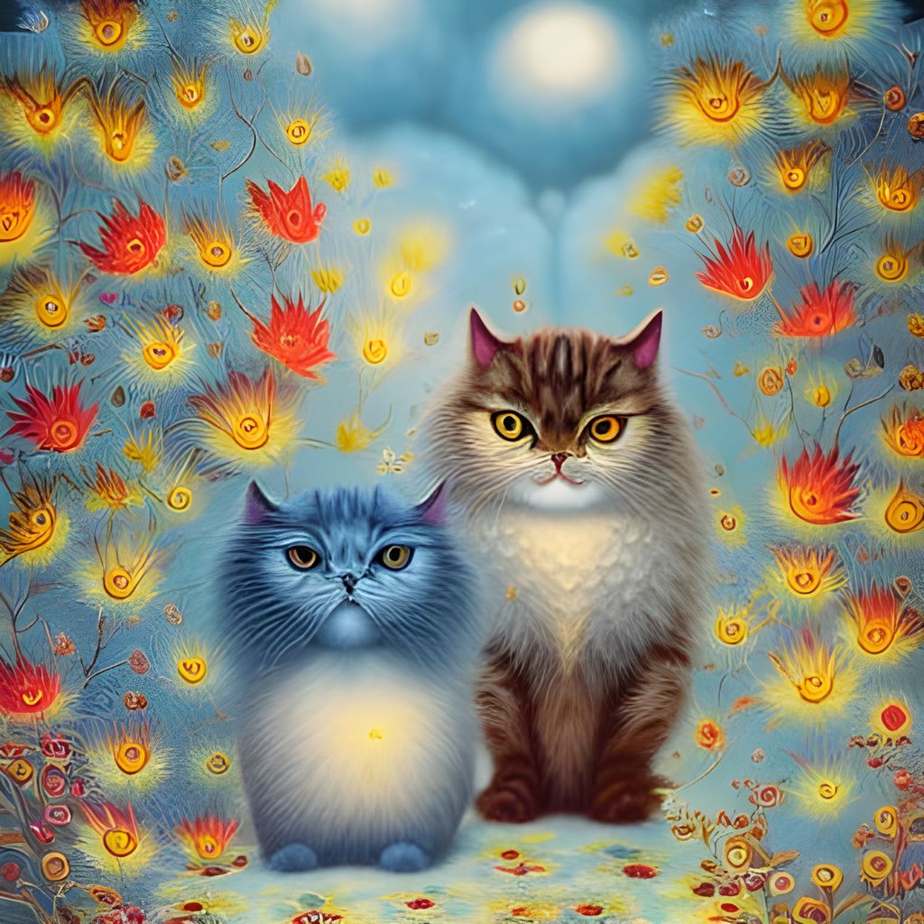 Picture of Two Paws Think Alike - Cat Couple in Autumn