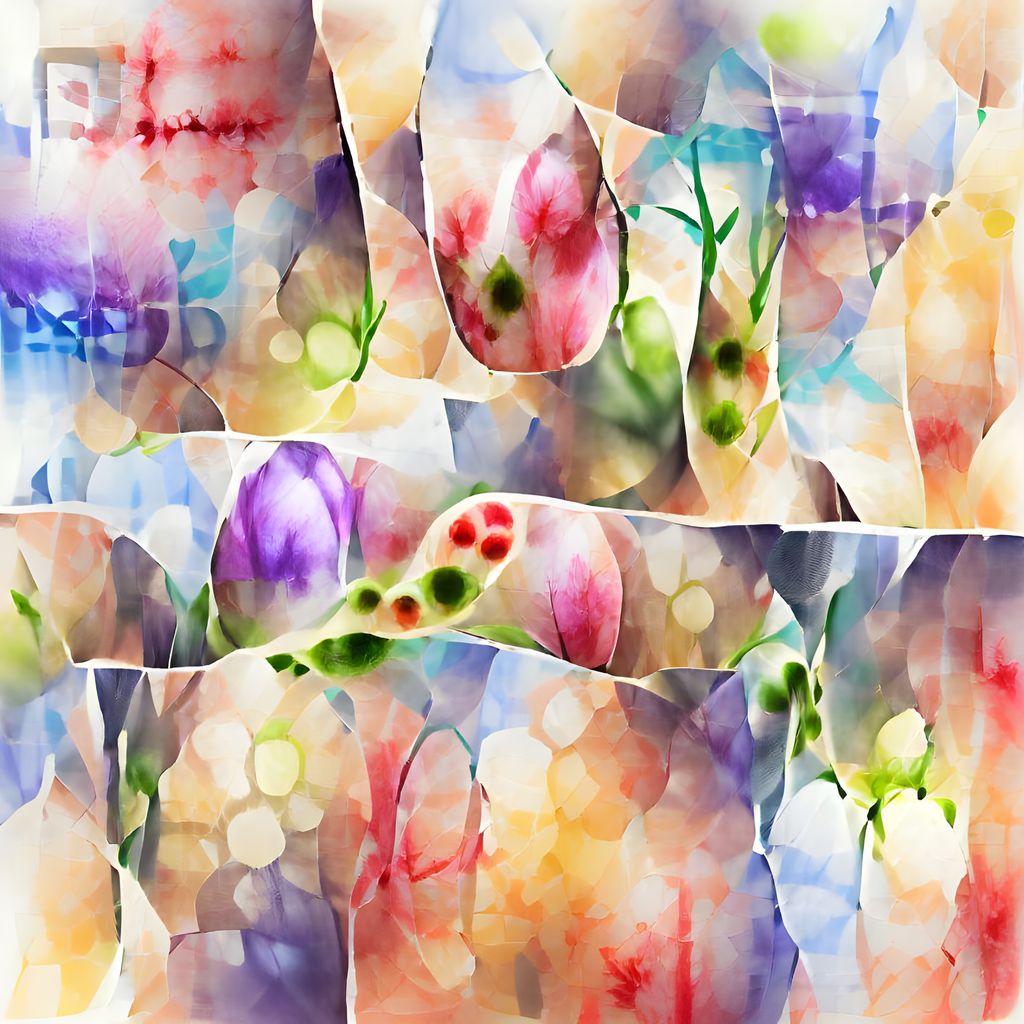 Picture of Abstract Flower Bokeh Dots - Floral Watercolor Art