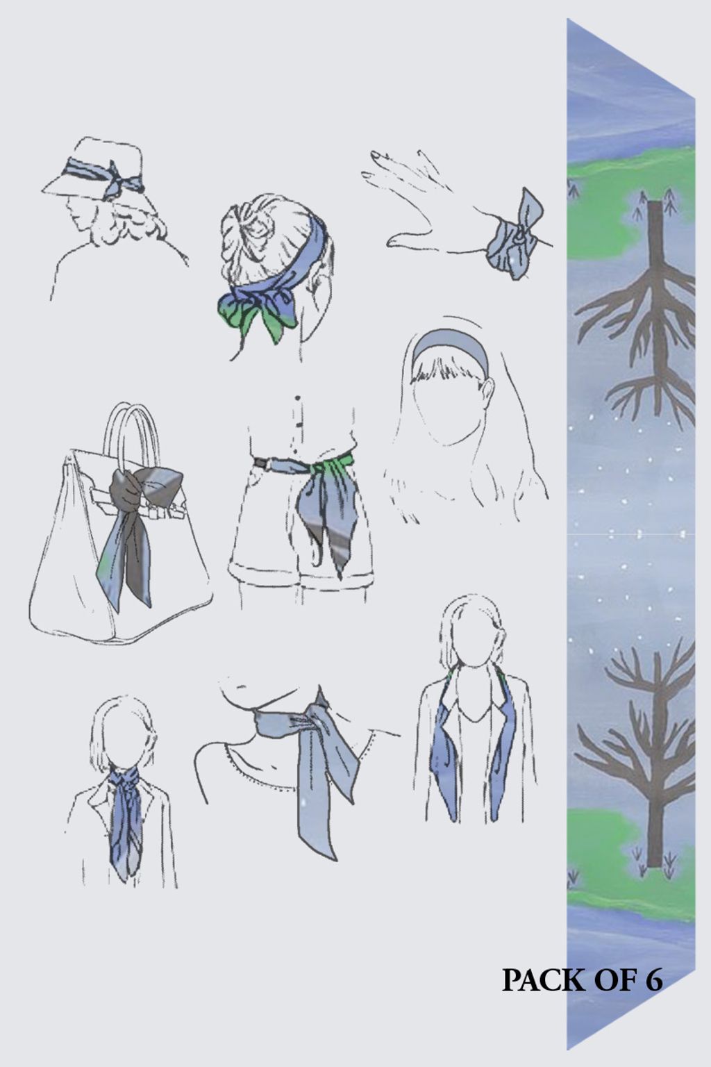 Picture of Clear cold night Pack of 6 Rébecca Light Drape Scarf