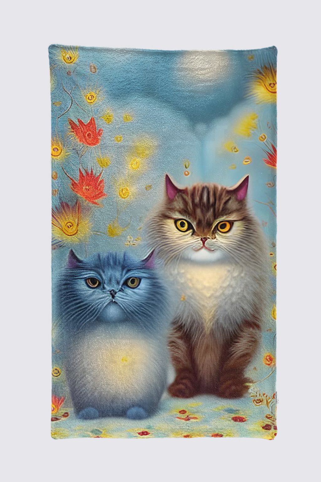 Picture of Two Paws Think Alike - Cat Couple in Autumn Joy Beach Towel