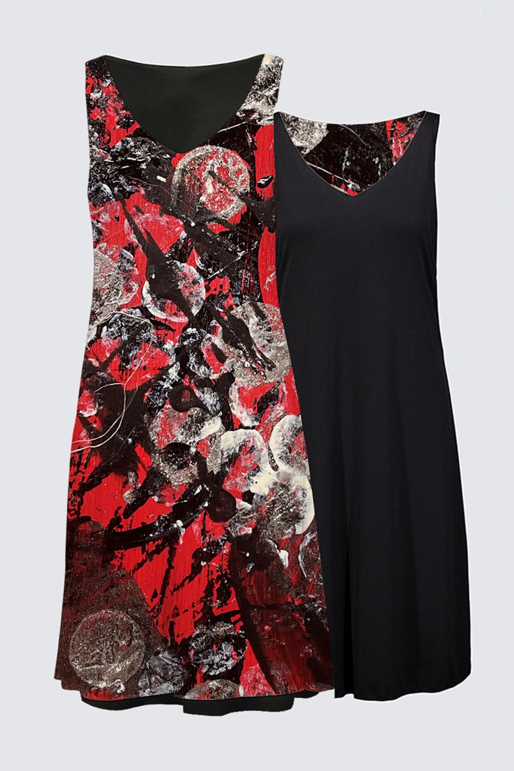 Picture of Red and Black Abstract Kate Dress
