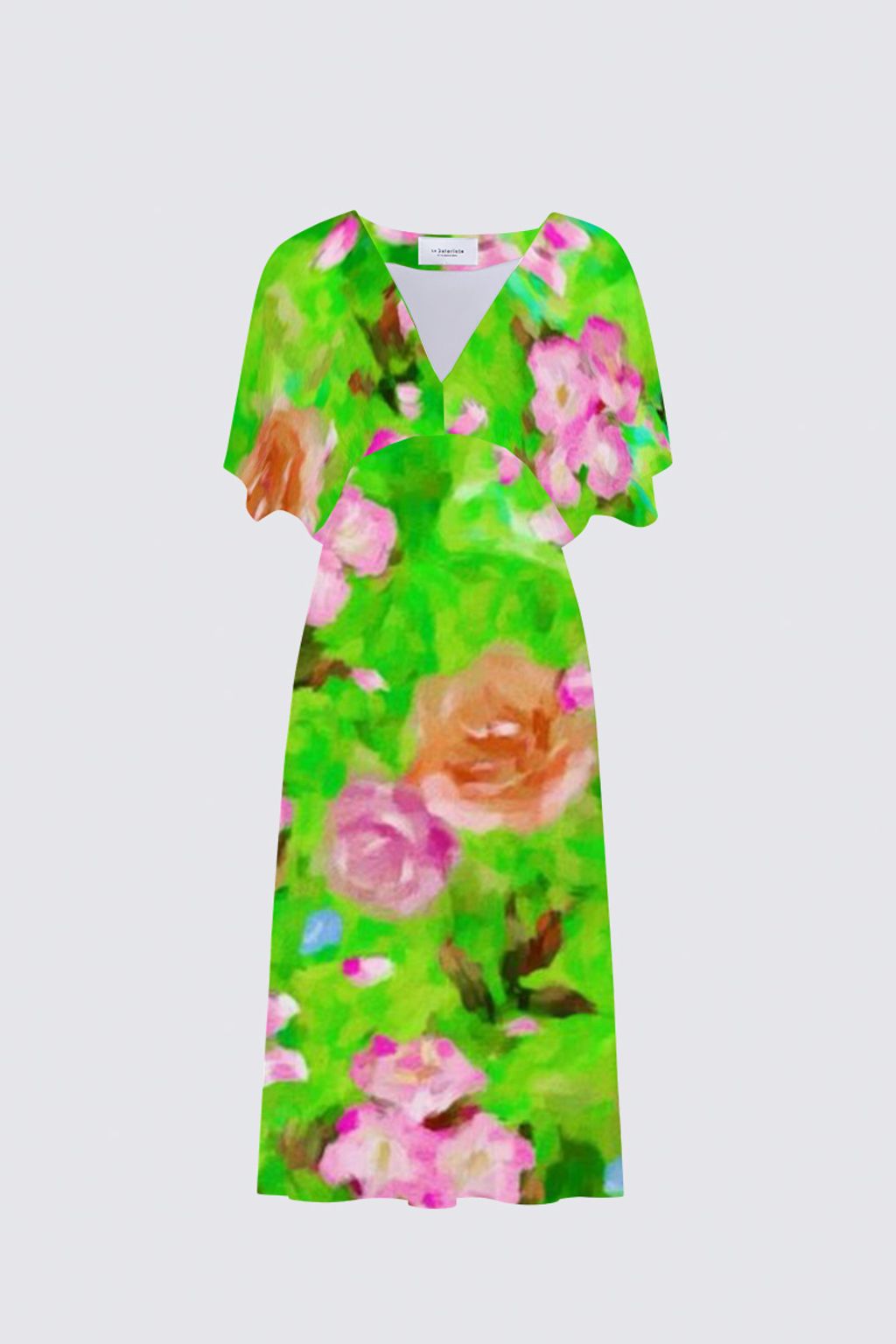 Picture of Green floral garden  Sarah V-neck Dress