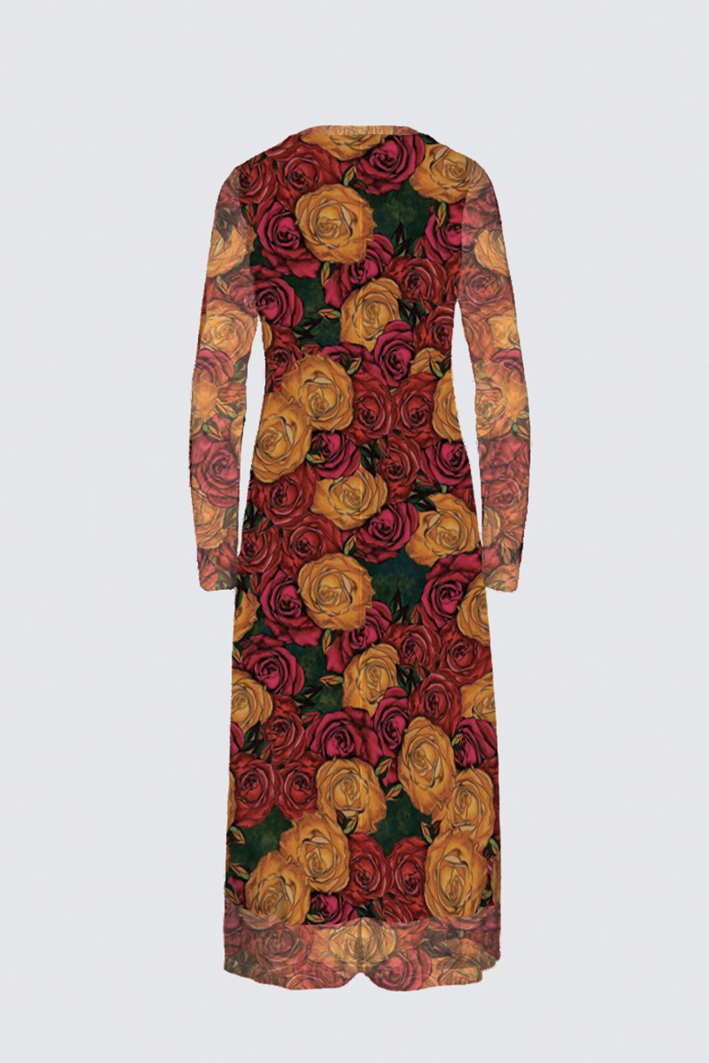 Picture of Warm Painted Roses Pattern Daniela Black Maxi Dress 