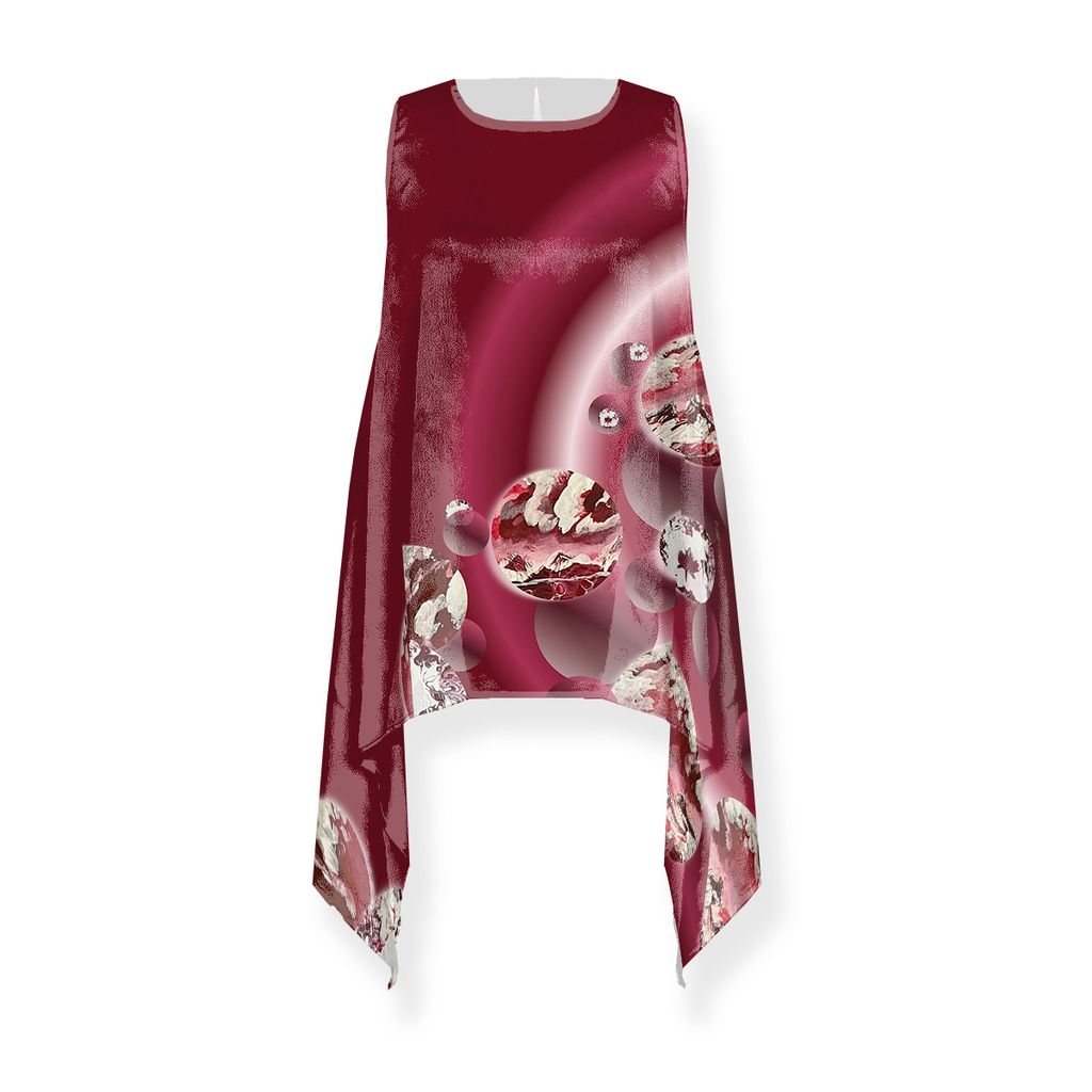 Picture of True North True Red Galaxy Tessa Long Satin Crepe Top