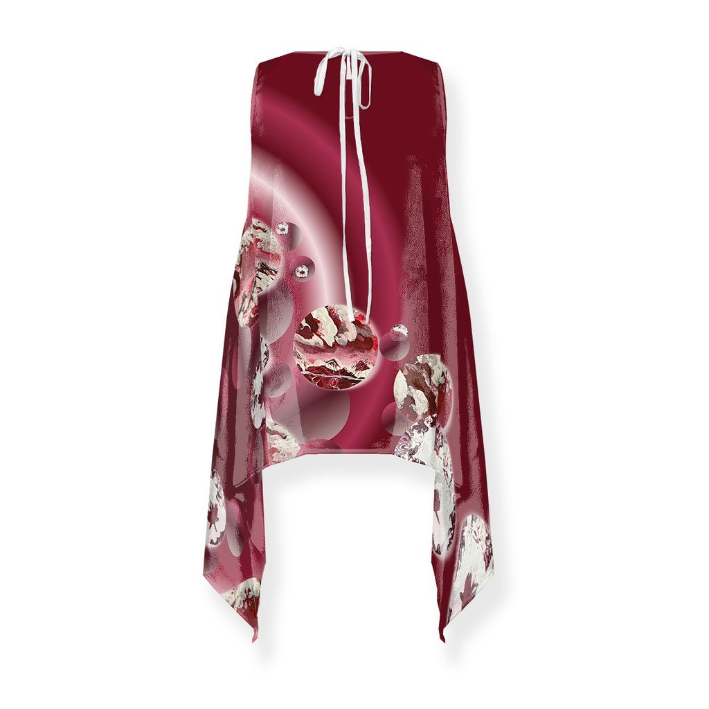 Picture of True North True Red Galaxy Tessa Long Satin Crepe Top