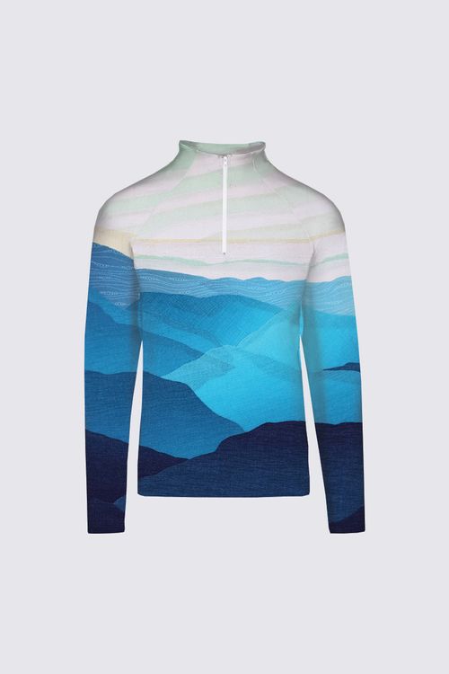Picture of Green and Cream Sky Sydney half-zip Top