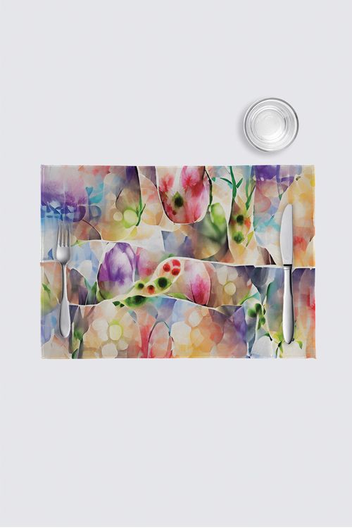 Picture of Abstract Flower Bokeh Dots - Floral Watercolor Art Nino Place Mats