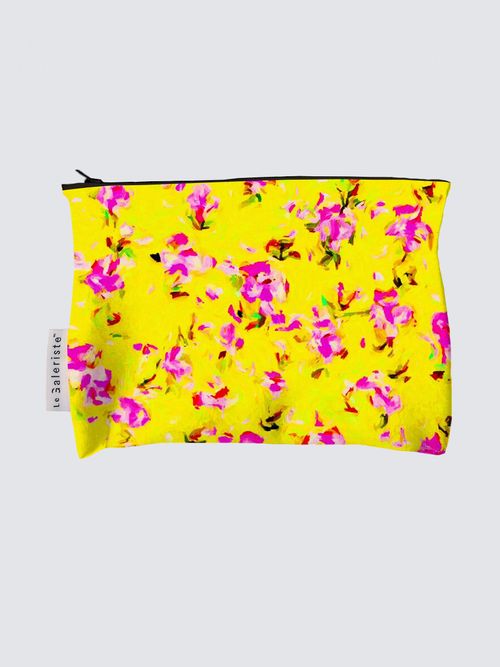 Picture of Yellow pink floral  UAC68 Black Scuba Pouch 