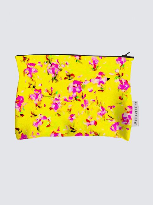 Picture of Yellow pink floral  UAC68 Black Scuba Pouch 