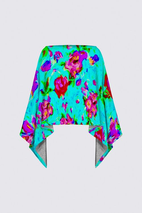 Picture of Turquoise floral  Ava Poncho