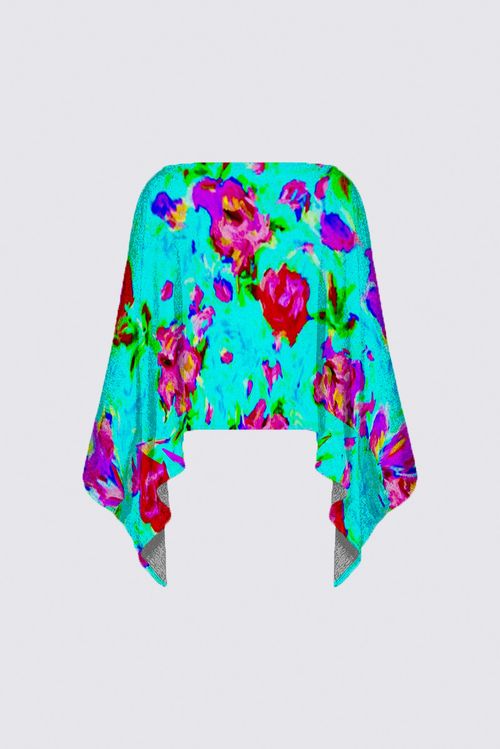 Picture of Turquoise floral  Ava Poncho