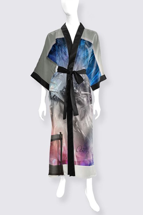 エルンスト【Le Kimono】 ALST Phoenix Long Satin Kimono -Le Galeriste - Wearable Art - Made