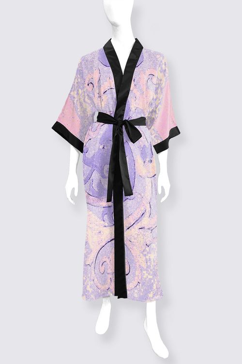Picture of MEIYO PINK Phoenix Long Satin Kimono
