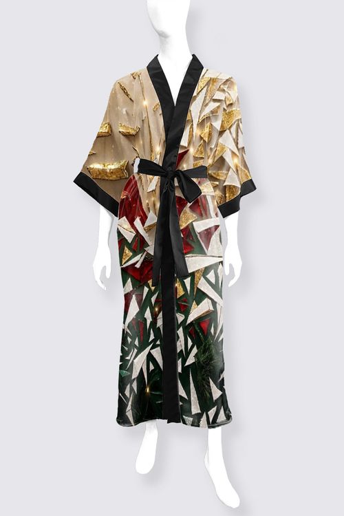 Eclats dHiver Phoenix Long Satin Kimono