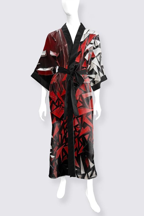 Eclats de Braise Phoenix Long Satin Kimono