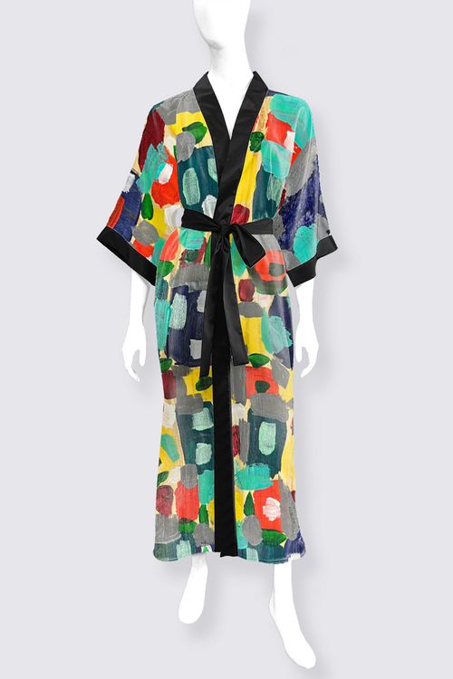 エルンスト【Le Kimono】 Banquito Phoenix Long Satin Kimono -Le Galeriste - Wearable Art