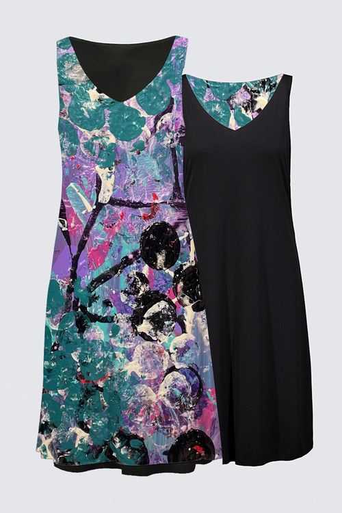 Picture of Purple and Teal Abstract Kate Dress