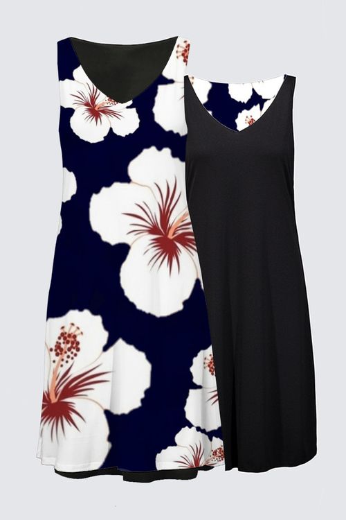 Picture of Navy & White Hibiscus Kate Dress