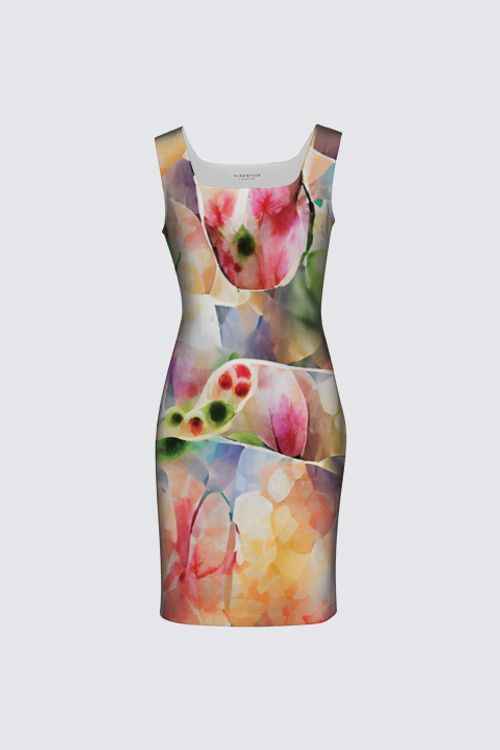 Picture of Abstract Flower Bokeh Dots - Floral Watercolor Art Amanda Dress II