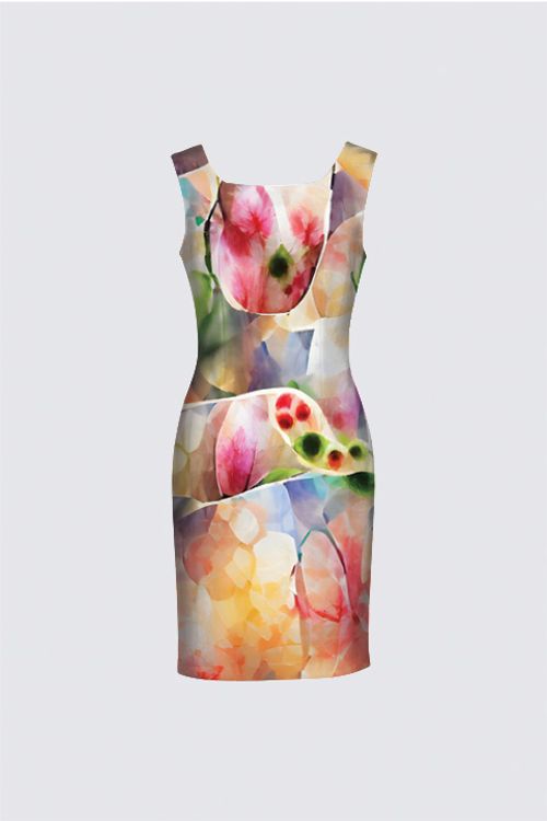 Picture of Abstract Flower Bokeh Dots - Floral Watercolor Art Amanda Dress II
