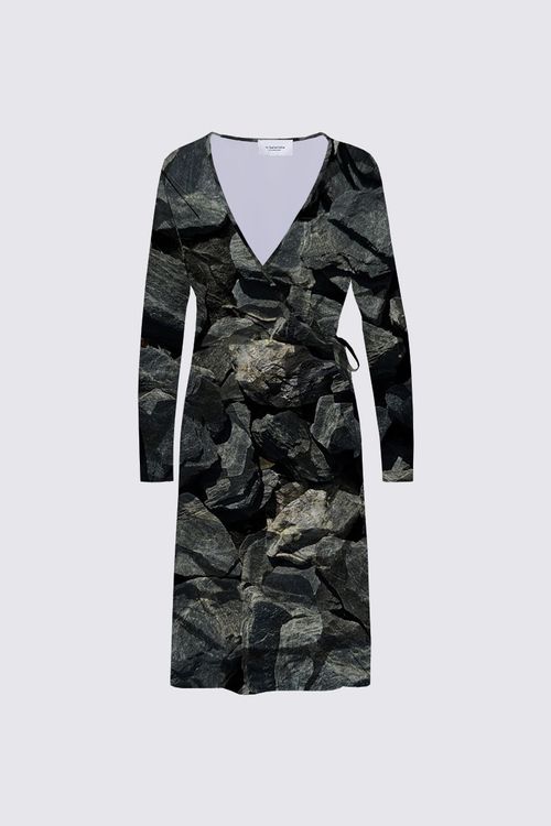 rocks2 Olivia Wrap Dress -Le Galeriste - Wearable Art - Made in Montreal