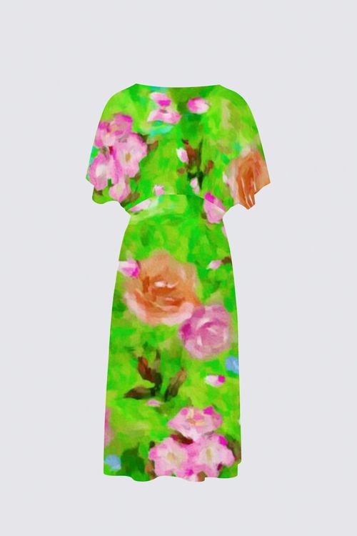 Picture of Green floral garden  Sarah V-neck Dress