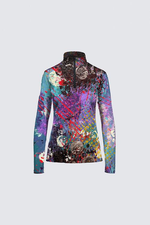 Picture of Multicolored Abstract WLS32 Jamie Black Top