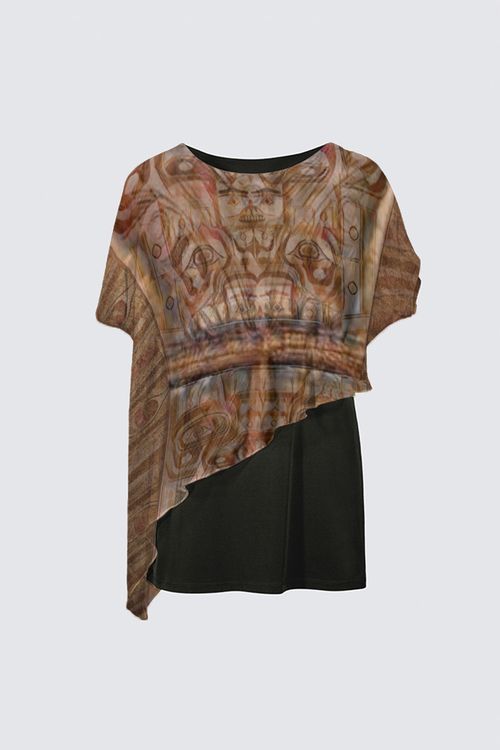 Picture of COPPER T'LAGWIKALA INDIGENOUS DESIGN Yoko Cape Tunic